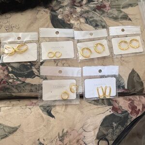 Gold in Color Hoop Earrings Set 6 pairs